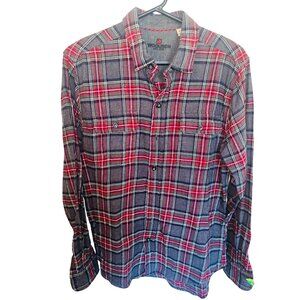 Woolrich Gorpcore Utility Mens M Plaid Flannel Shirt 100% Cotton Hiking Outdoors
